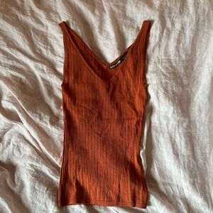 Silvergate Burnt Orange Ribbed Tank Top